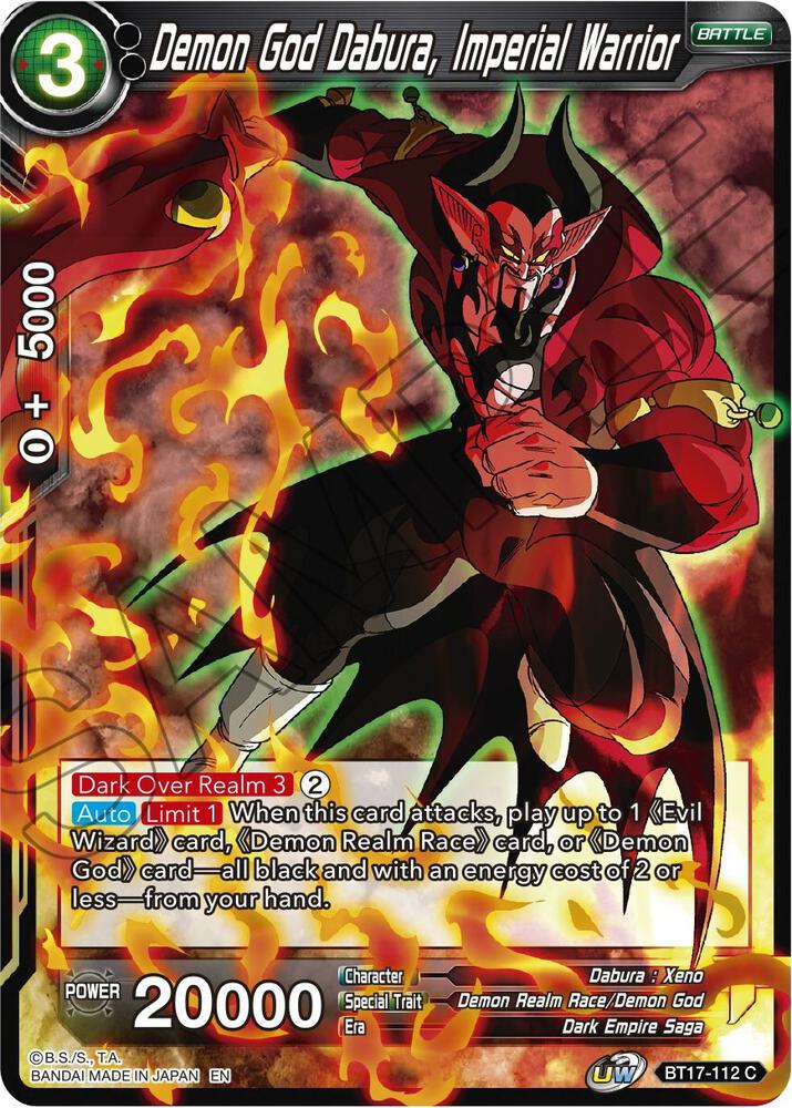 Demon God Dabura Imperial Warrior BT17-112 Ultimate Squad Dragonball Super card