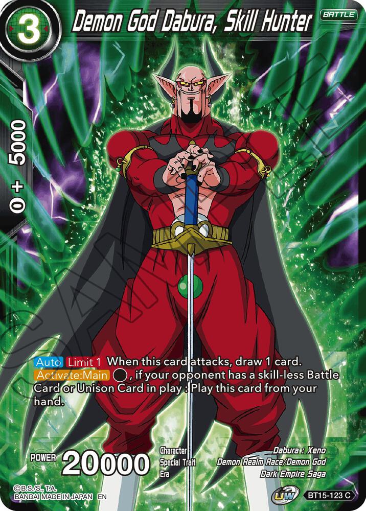 Demon God Dabura Skill Hunter BT15-123 Saiyan Showdown Dragonball Super card