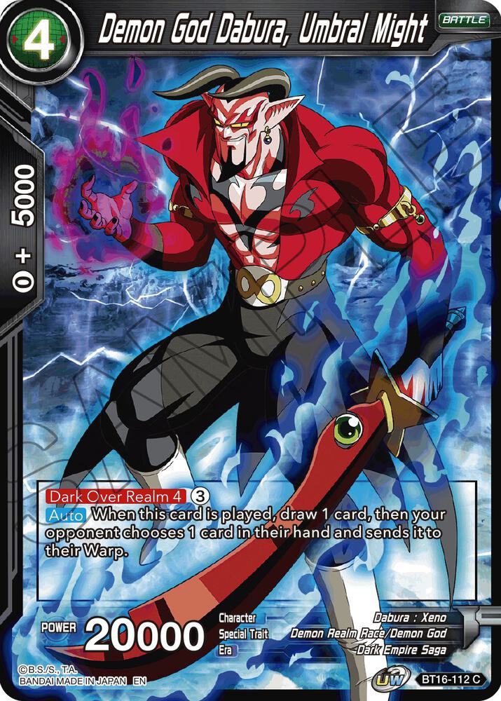 Demon God Dabura Umbral Might Foil BT16-112 Realm of the Gods Dragonball Super card