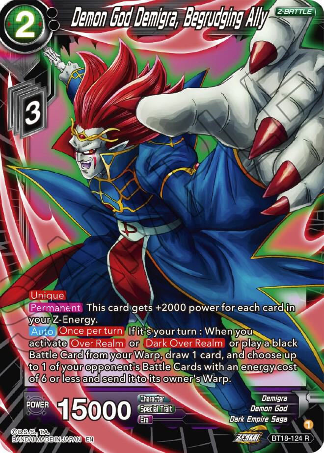 Demon God Demigra Begrudging Ally BT18-124 Dawn of the Z-Legends Dragonball Super card