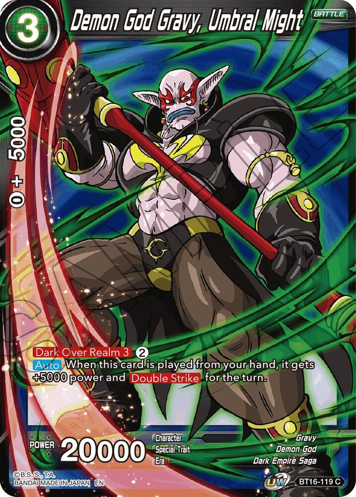 Demon God Gravy Umbral Might Foil BT16-119 Realm of the Gods Dragonball Super card