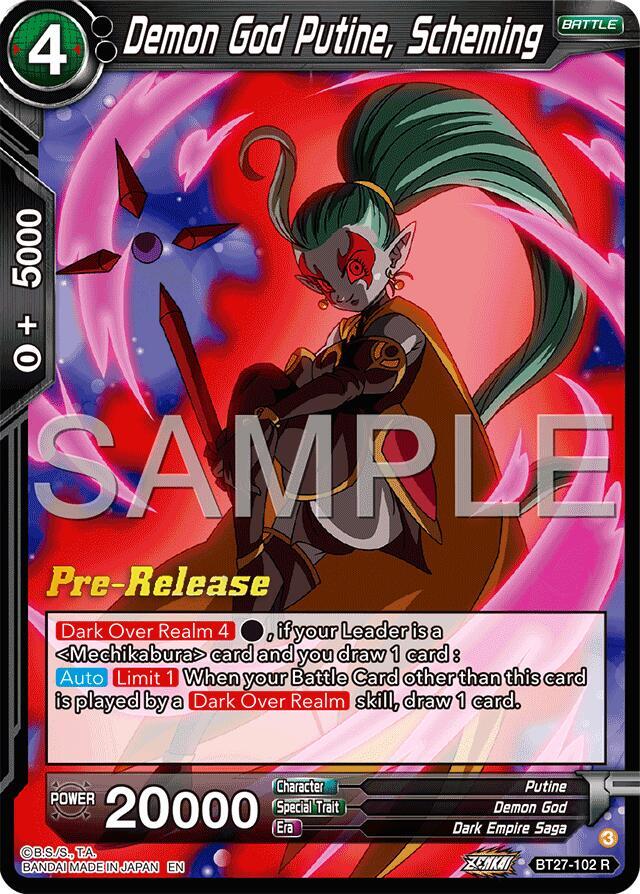 Demon God Putine Scheming BT27-102 History of Z Pre-Release Cards Dragonball Super card