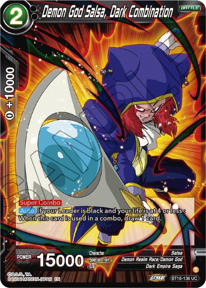 Demon God Salsa Dark Combination BT18-136 Dawn of the Z-Legends Dragonball Super card