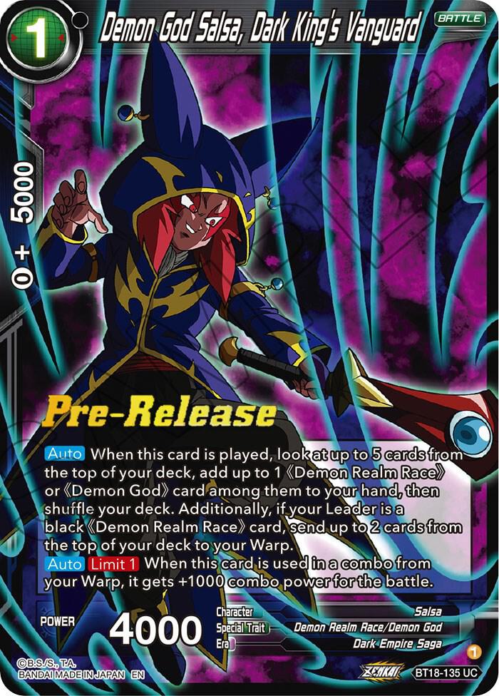 Demon God Salsa Dark Kings Vanguard BT18-135 Dawn of the Z-Legends Pre-Release Cards Dragonball Super card