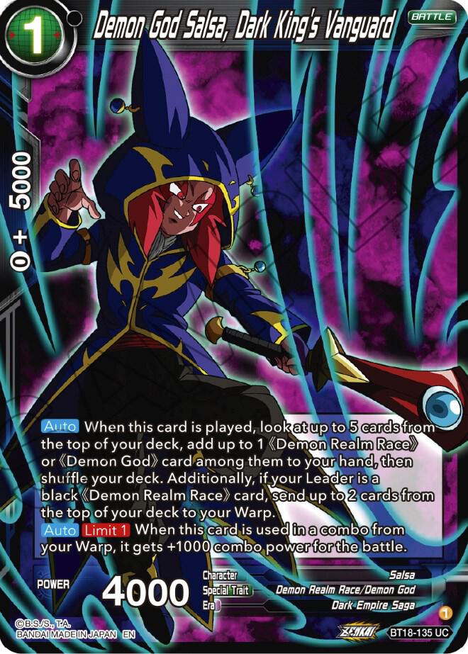 Demon God Salsa Dark Kings Vanguard Foil BT18-135 Dawn of the Z-Legends Dragonball Super card