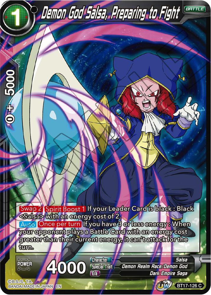 Demon God Salsa Preparing to Fight BT17-126 Ultimate Squad Dragonball Super card
