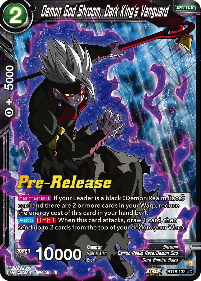 Demon God Shroom Dark Kings Vanguard BT18-132 Dawn of the Z-Legends Pre-Release Cards Dragonball Super card