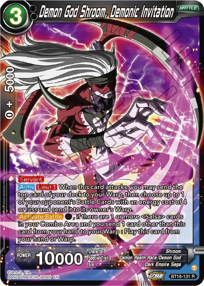 Demon God Shroom Demonic Invitation Foil BT18-131 Dawn of the Z-Legends Dragonball Super card