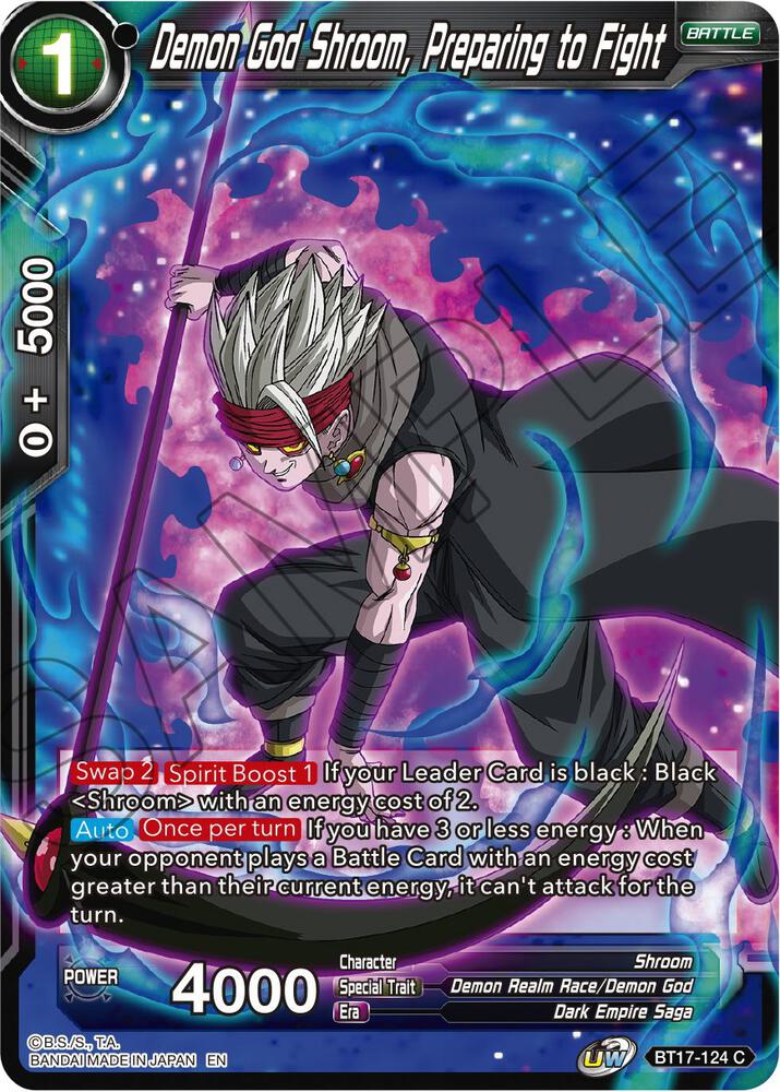 Demon God Shroom Preparing to Fight Foil BT17-124 Ultimate Squad Dragonball Super card