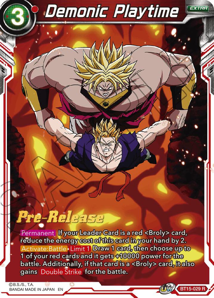Demonic Playtime BT15-029 Saiyan Showdown Pre-Release Cards Dragonball Super card