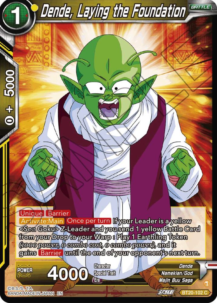 Dende Laying the Foundation Foil BT20-102 Power Absorbed Dragonball Super card