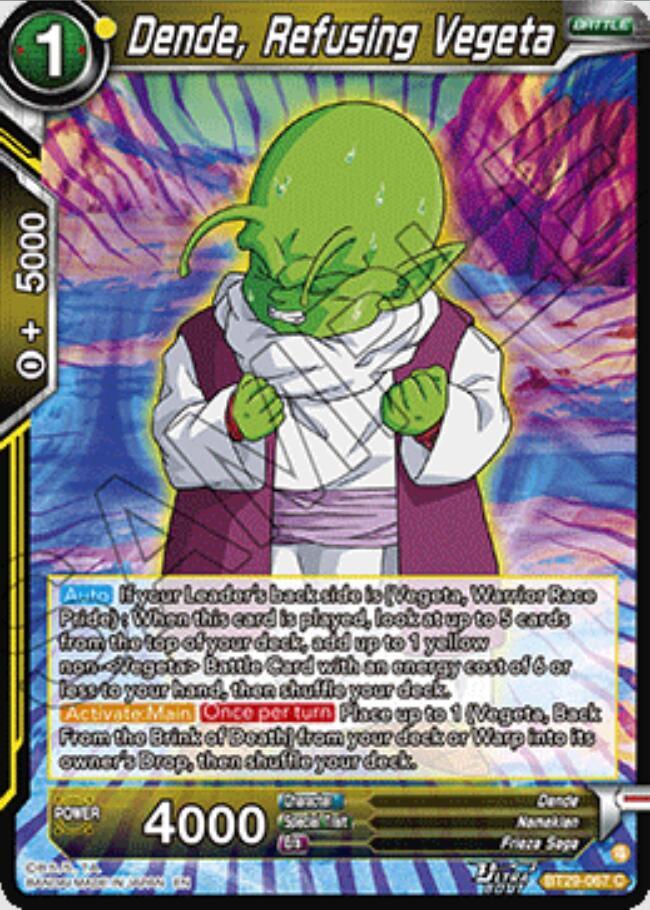 Dende Refusing Vegeta BT29-067 Fearsome Rivals Dragonball Super card