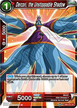 Dercori the Unstoppable Shadow Foil DB2-015 Draft Box 05 - Divine Multiverse Dragonball Super card