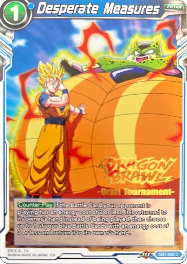 Desperate Measures Dragon Brawl Draft Tournament Gold Stamped Foil DB1-040 Promotion Cards Dragonball Super card