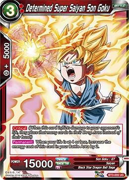 Determined Super Saiyan Son Goku Foil BT3-005 Cross Worlds Dragonball Super card