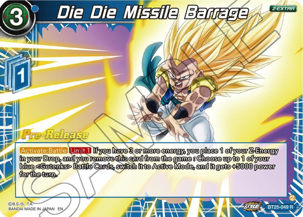 Die Die Missile Barrage BT25-049 Legend of the Dragon Balls Pre-Release Cards Dragonball Super card
