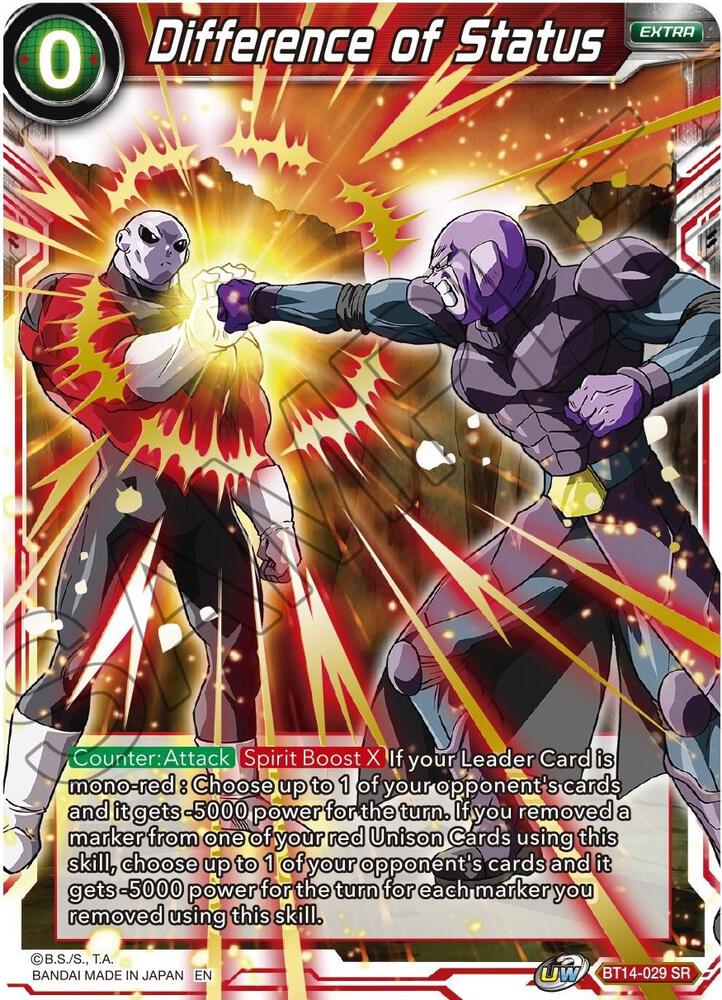 Difference of Status BT14-029 Cross Spirits Dragonball Super card