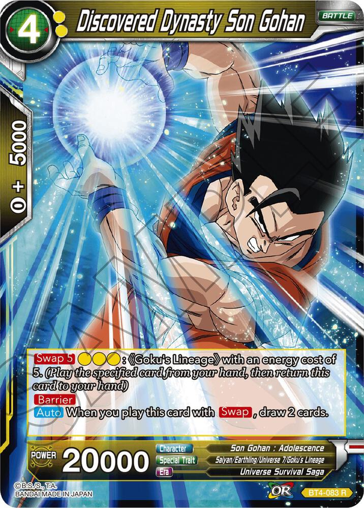 Discovered Dynasty Son Gohan Foil BT4-083 Colossal Warfare Dragonball Super card