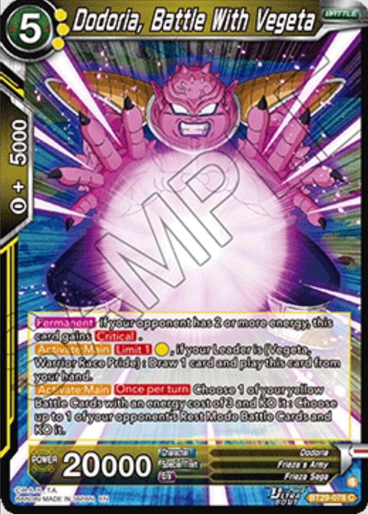 Dodoria Battle With Vegeta BT29-078 Fearsome Rivals Dragonball Super card