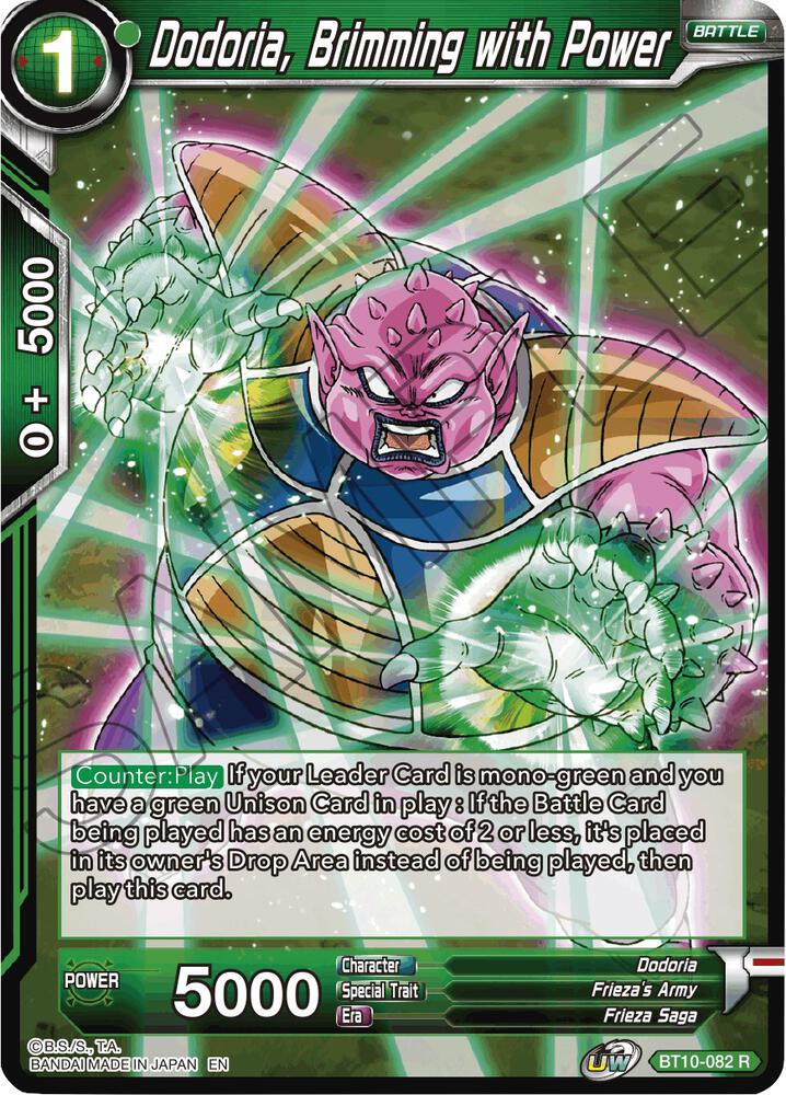 Dodoria Brimming with Power BT10-082 Rise of the Unison Warrior Dragonball Super card