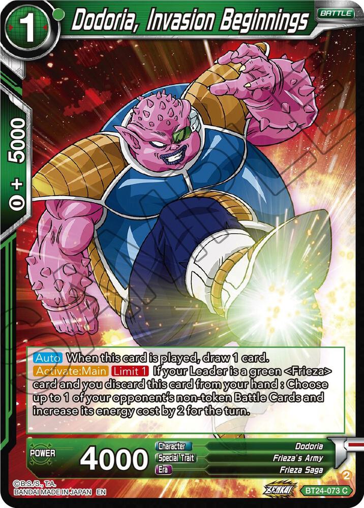 Dodoria Invasion Beginnings Foil BT24-073 Beyond Generations Dragonball Super card