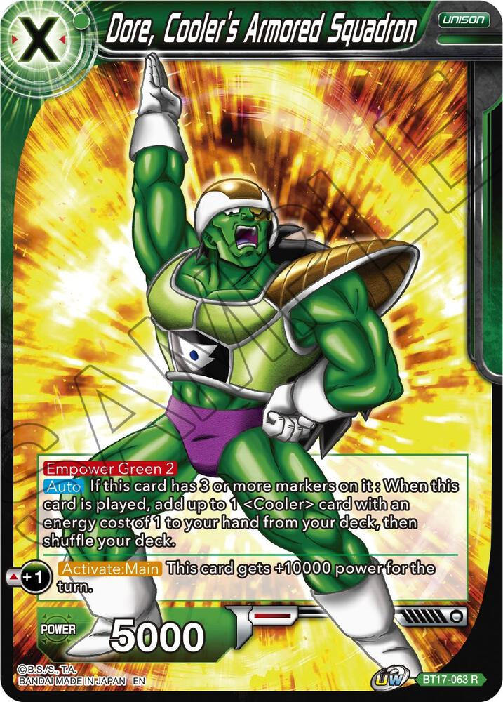 Dore Coolers Armored Squadron Foil BT17-063 Ultimate Squad Dragonball Super card