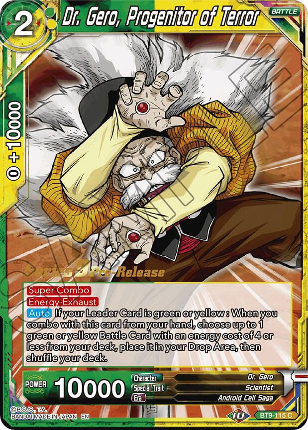 Dr Gero Progenitor of Terror BT9-115 Universal Onslaught Pre-Release Cards Dragonball Super card