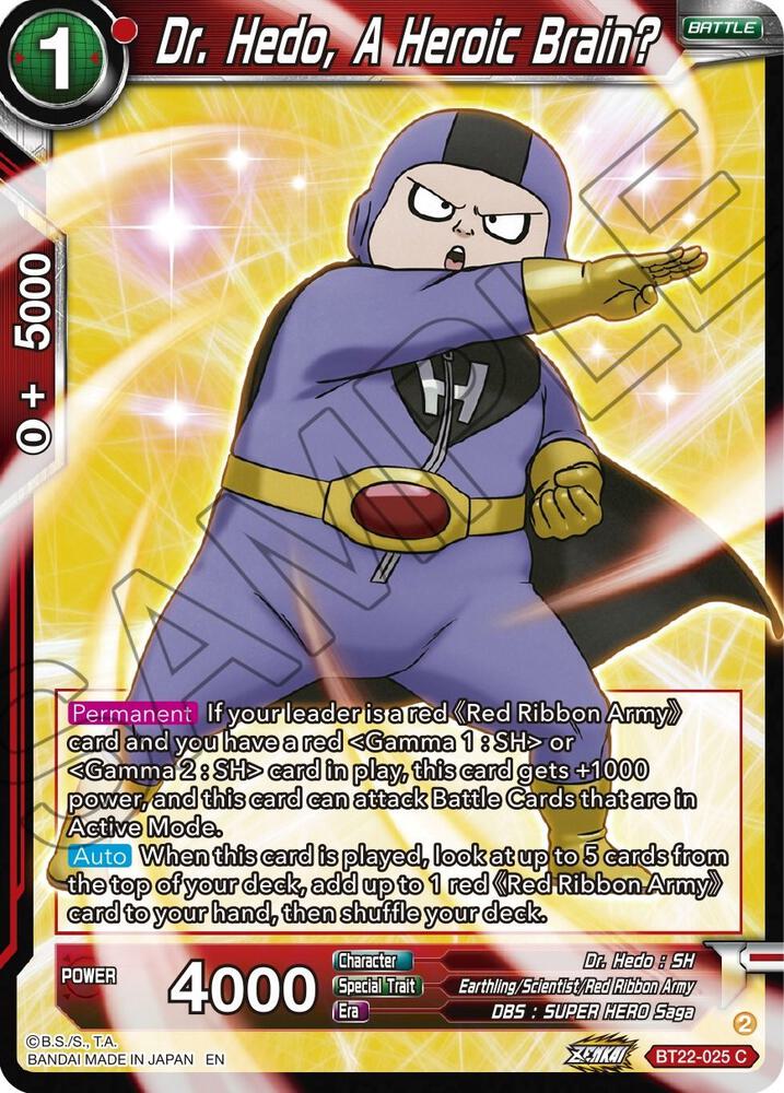 Dr Hedo A Heroic Brain Foil BT22-025 Critical Blow Dragonball Super card