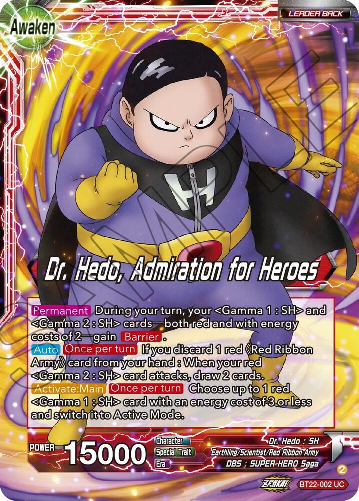 Dr Hedo Dr Hedo Admiration for Heroes Foil BT22-002 Critical Blow Dragonball Super card