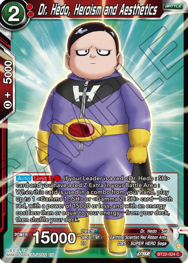 Dr Hedo Heroism and Aesthetics Foil BT22-024 Critical Blow Dragonball Super card