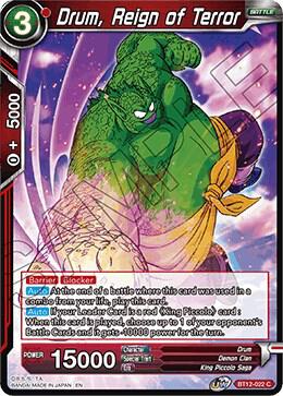 Drum Reign of Terror Foil BT12-022 Vicious Rejuvenation Dragonball Super card