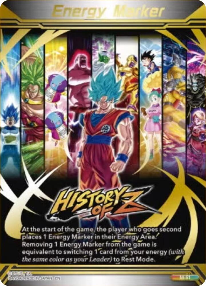 Energy Marker History of Z Gold Stamped M-51 Three Glorious Fighters Dragonball Super card