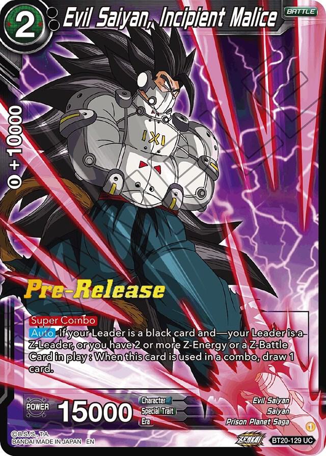 Evil Saiyan Incipient Malice BT20-129 Power Absorbed Pre-Release Cards Dragonball Super card