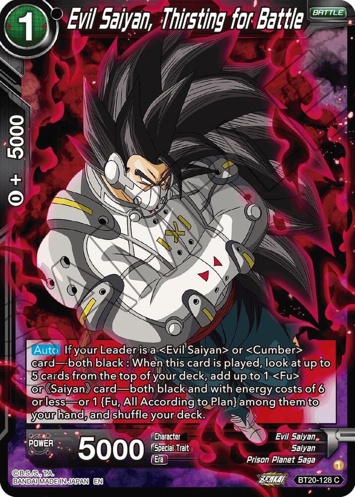 Evil Saiyan Thirsting for Battle BT20-128 Power Absorbed Dragonball Super card