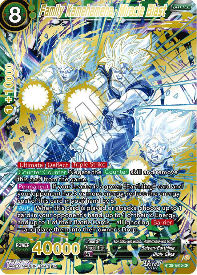 Family Kamehameha Miracle Blast SCR BT30-150 Three Glorious Fighters Dragonball Super card