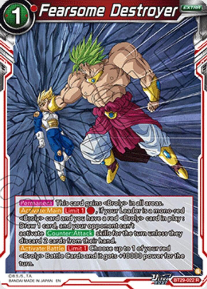 Fearsome Destroyer BT29-022 Fearsome Rivals Dragonball Super card