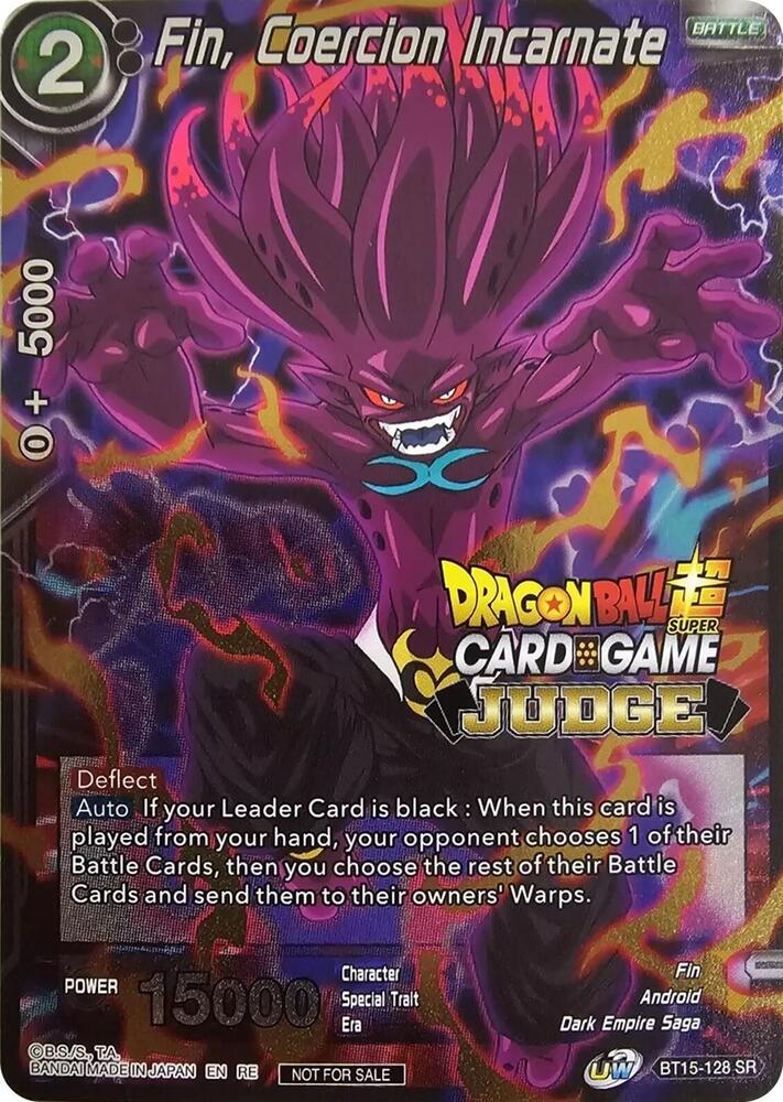 Fin Coercion Incarnate Judge Pack Vol12 BT15-128 Tournament Promotion Cards Dragonball Super card