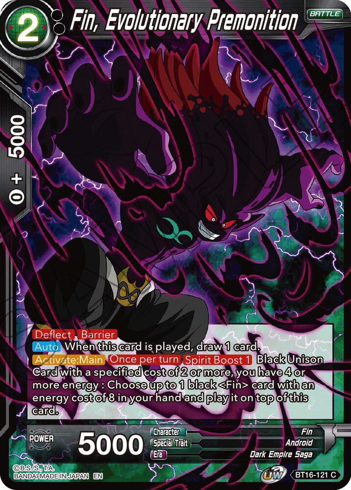 Fin Evolutionary Premonition Foil BT16-121 Realm of the Gods Dragonball Super card