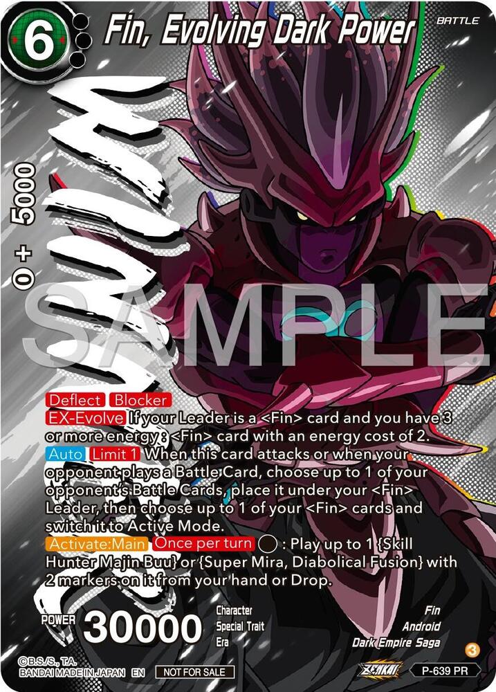 Fin Evolving Dark Power Zenkai Series Tournament Pack Vol9 Winner P-639 Promotion Cards Dragonball Super card