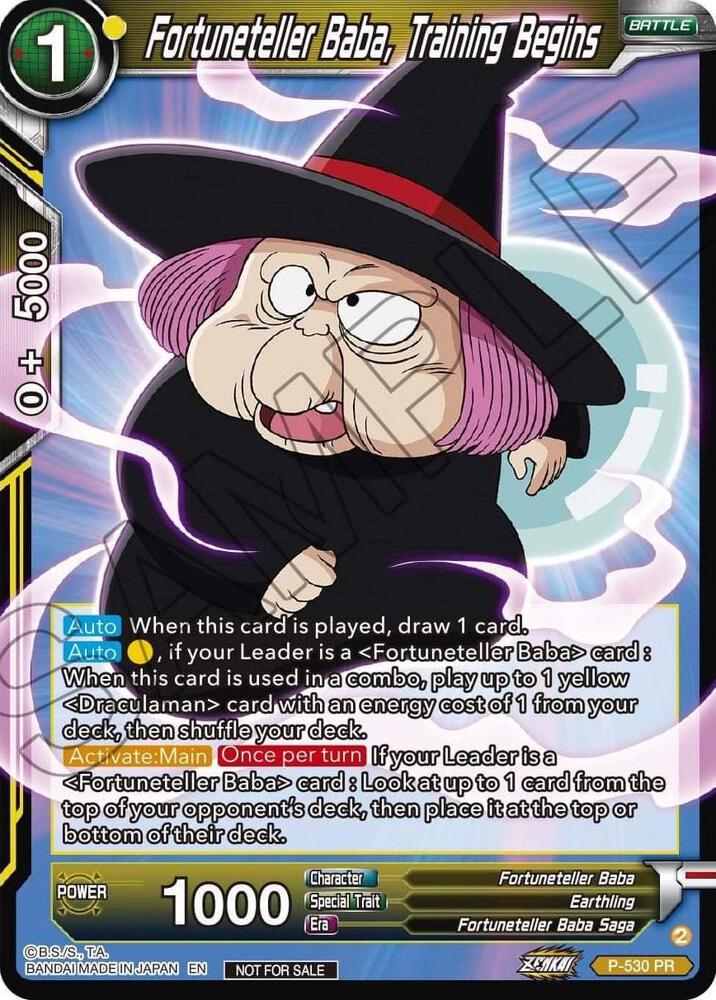 Fortuneteller Baba Training Begins Zenkai Series Tournament Pack Vol5 P-530 Tournament Promotion Cards Dragonball Super card