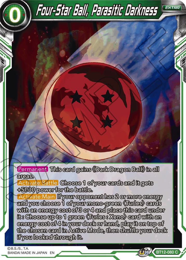 Four Star Ball Parasitic Darkness Foil BT12-080 Vicious Rejuvenation Dragonball Super card