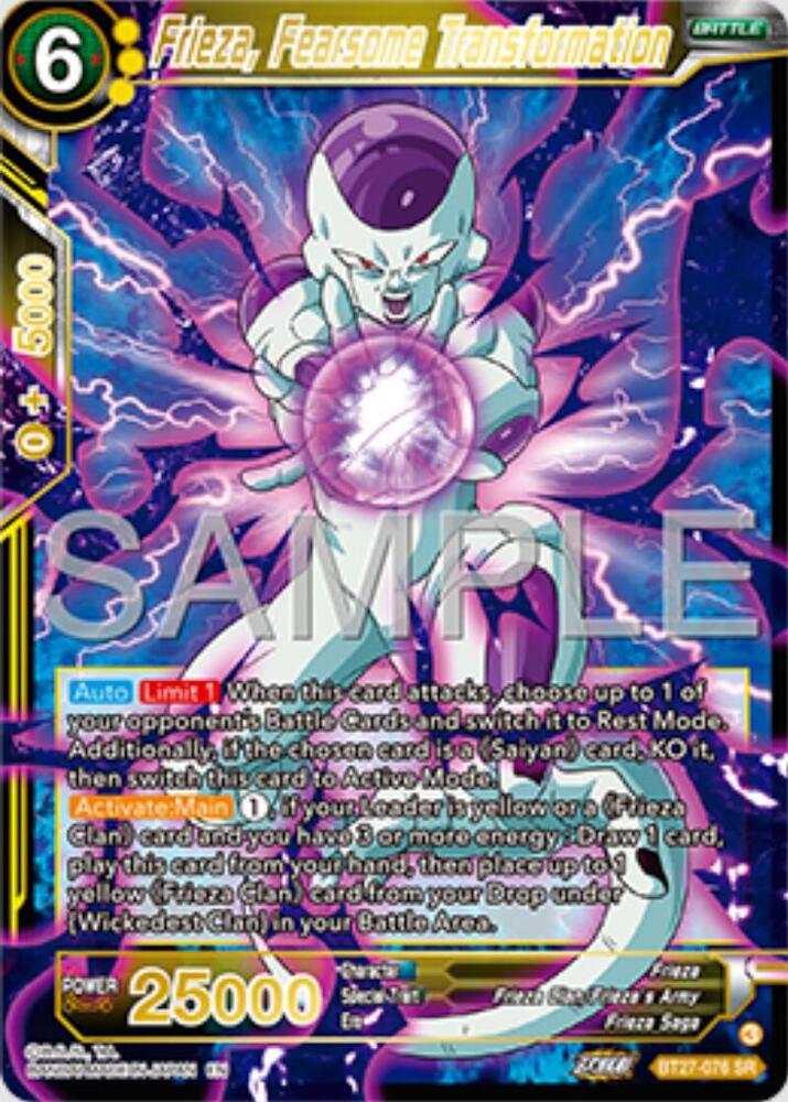 Frieza Fearsome Transformation BT27-076 History of Z Dragonball Super card
