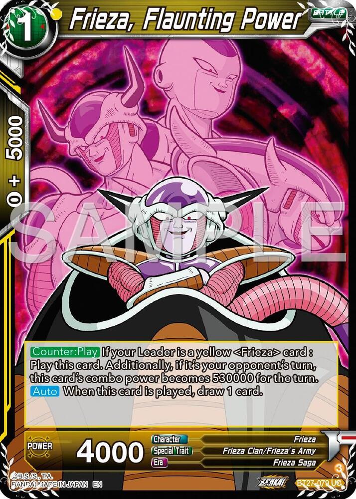 Frieza Flaunting Power BT27-079 History of Z Dragonball Super card