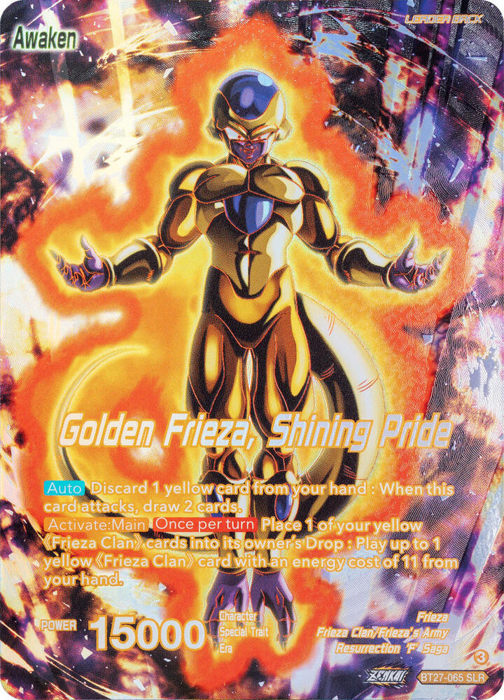 Frieza Golden Frieza Shining Pride SLR BT27-065 History of Z Dragonball Super card