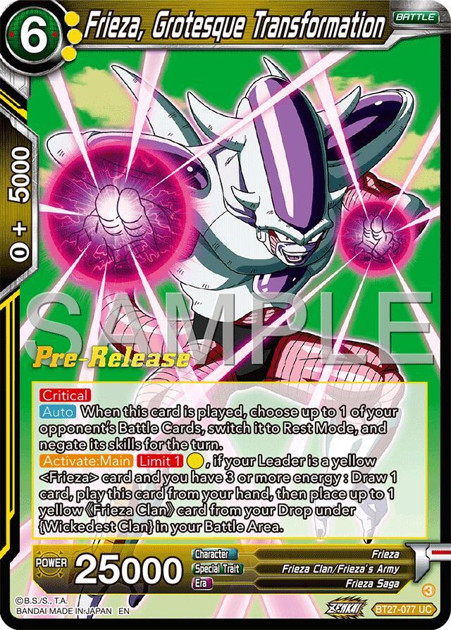 Frieza Grotesque Transfornation BT27-077 History of Z Pre-Release Cards Dragonball Super card