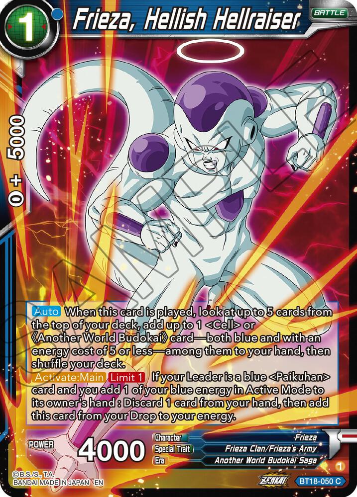 Frieza Hellish Hellraiser Foil BT18-050 Dawn of the Z-Legends Dragonball Super card