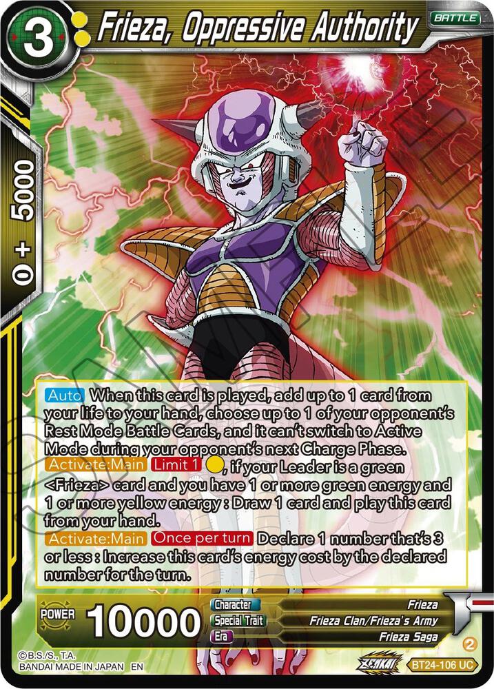 Frieza Oppressive Authority Foil BT24-106 Beyond Generations Dragonball Super card