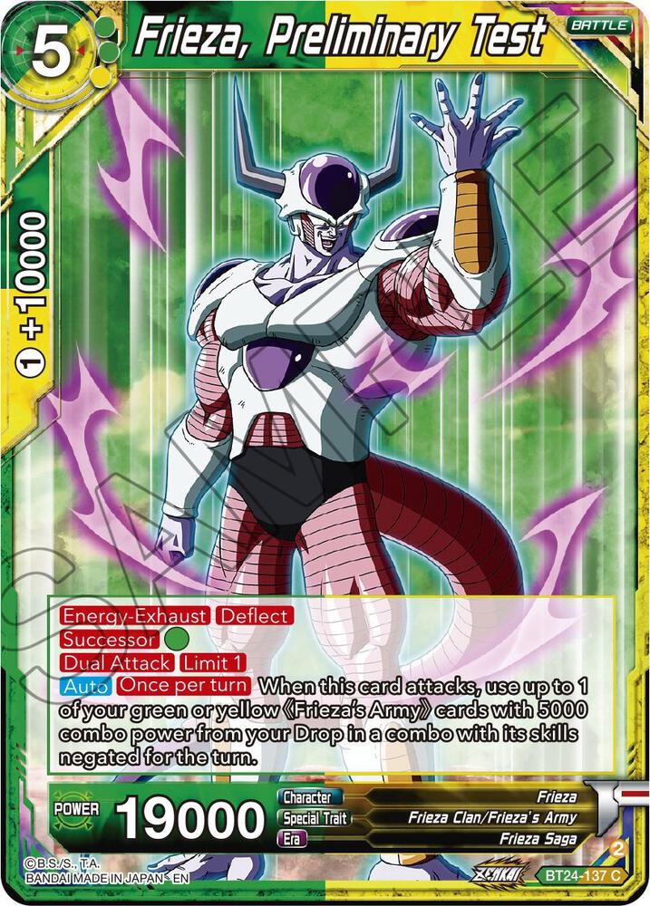 Frieza Preliminary Test BT24-137 Beyond Generations Dragonball Super card
