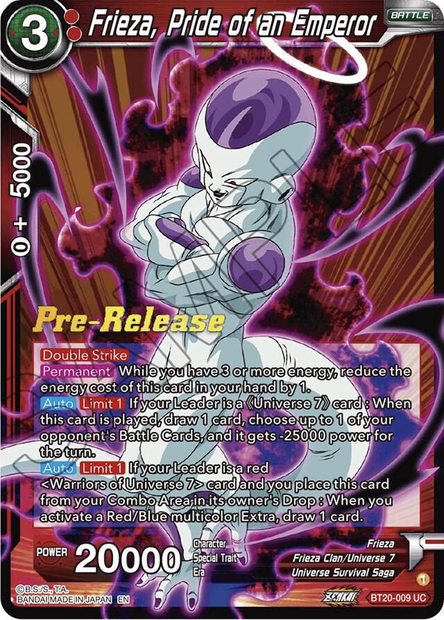 Frieza Pride of an Emperor BT20-009 Power Absorbed Pre-Release Cards Dragonball Super card