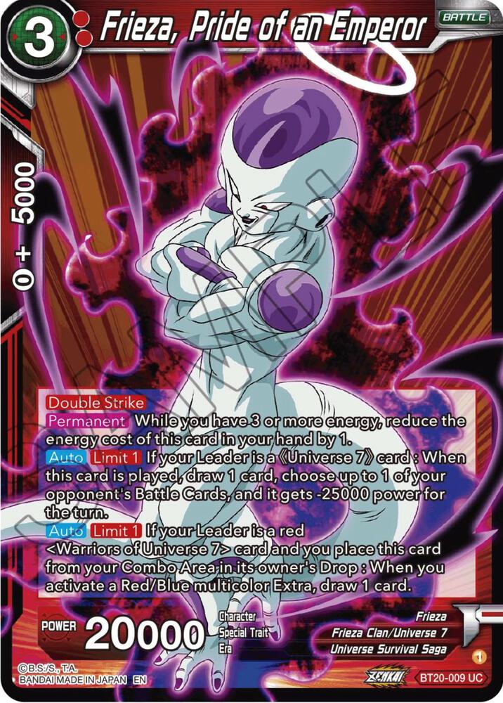 Frieza Pride of an Emperor Foil BT20-009 Power Absorbed Dragonball Super card